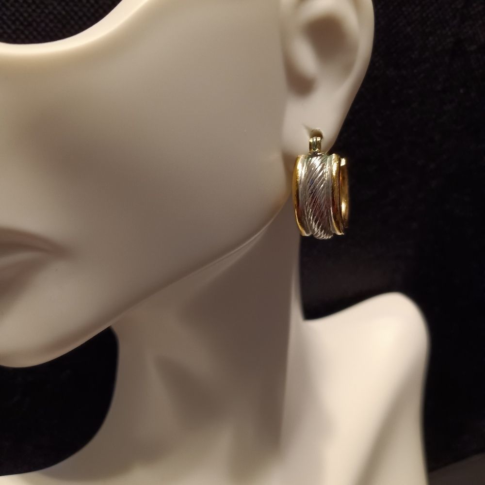 Two Tone Cable Hoop Earrings